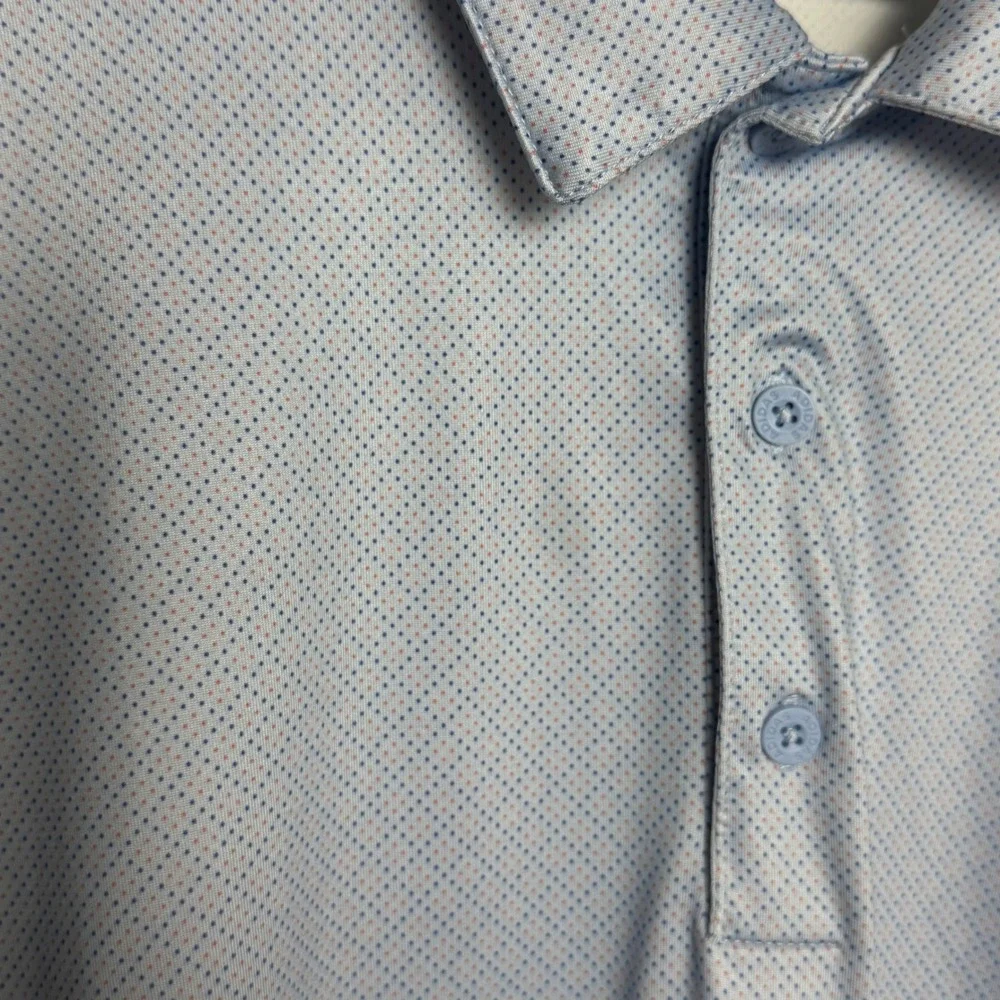 Adidas Golf Mens Polo Shirt Light Blue Heathered Dot Print Size XL Preppy Casual